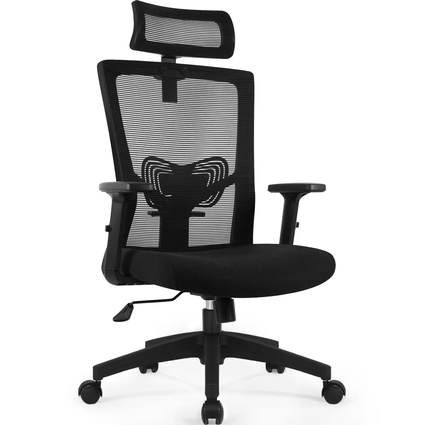 Silla de Oficina Ergonómica – Respaldo Transpirable, Apoyo Lumbar, Reposacabezas y Brazos Ajustables, Función Basculante, 150 kg